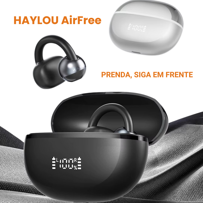 Haylou airfree ear clip fones de ouvido bluetooth 5.4 sem fio redução ruído tws esportes com display led inteligente