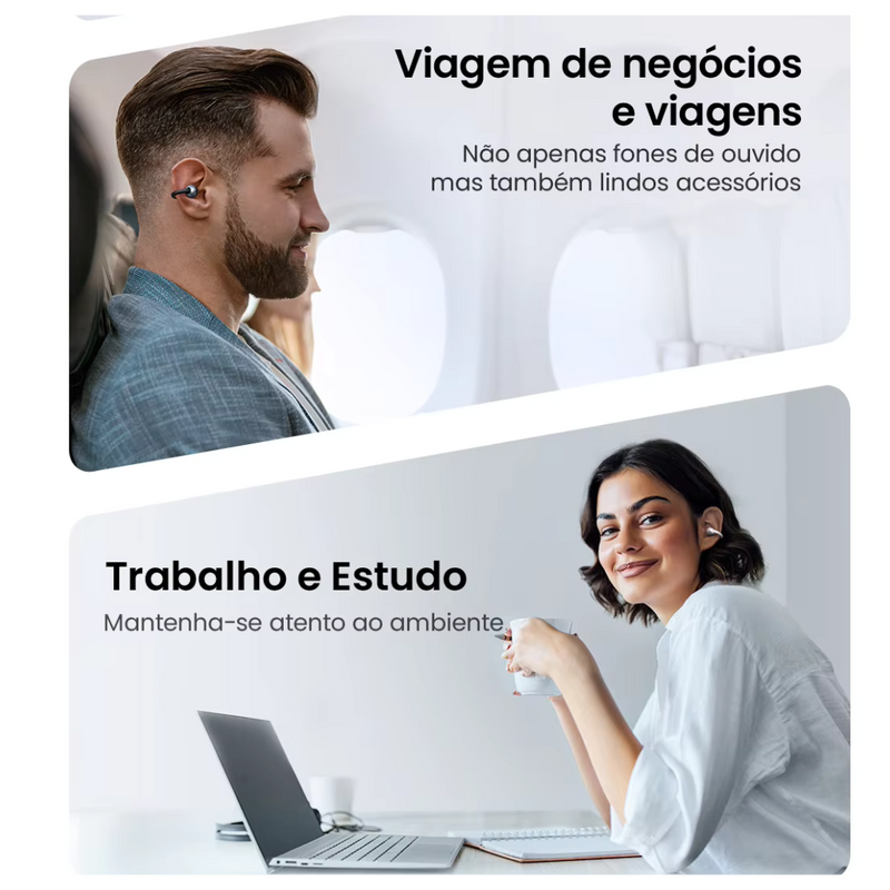 Haylou airfree ear clip fones de ouvido bluetooth 5.4 sem fio redução ruído tws esportes com display led inteligente