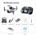 Mini Dobrável RC Quadcopter Drone para Adultos e Crianças, Drones Evitar Obstáculos, WiFi FPV Drone, 4K HD Dual Camera, Presente, V30, Preto e Cinza