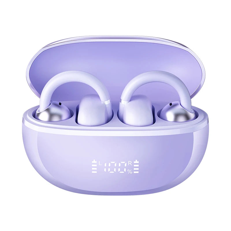 Haylou airfree ear clip fones de ouvido bluetooth 5.4 sem fio redução ruído tws esportes com display led inteligente