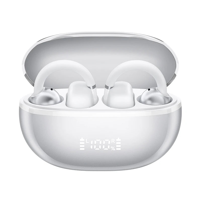 Haylou airfree ear clip fones de ouvido bluetooth 5.4 sem fio redução ruído tws esportes com display led inteligente