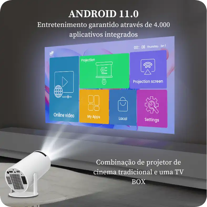 Projetor Portátil Transpeed 4K HD com Android 11 WiFi 6.0